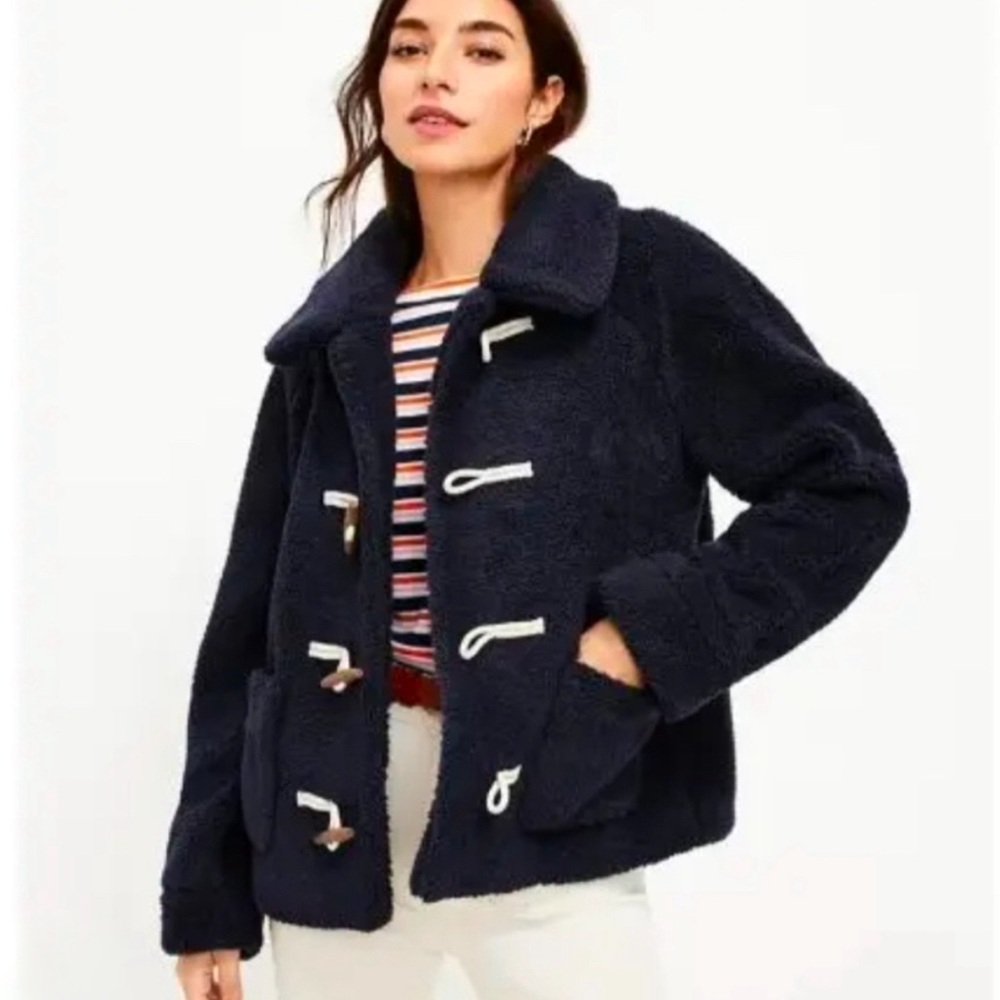 Ann Taylor Navy Teddy Toggle Jacket size Small